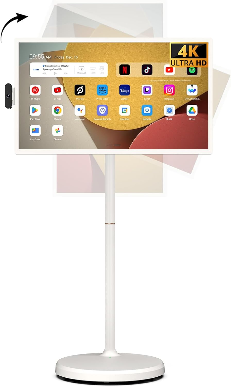 ApoloSign 32'' UHD 4K Smart Portable TV 2nd Gen, 16(8+8) GB RAM+256GB, Android 15, EDLA-Certified, Portable Touch Screen Monitor, Built-in 15000mAh Battery, Full Swivel Rotation, Voice Remote Control