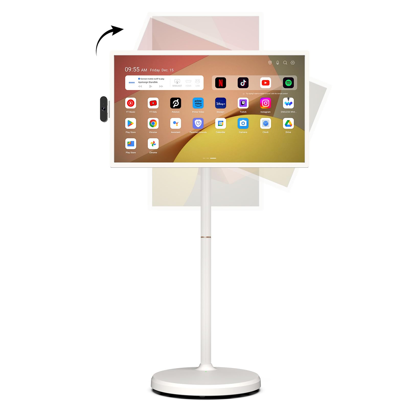 ApoloSign 32'' UHD 4K Smart Portable TV 2nd Gen, 16(8+8) GB RAM+256GB, Android 15, EDLA-Certified, Portable Touch Screen Monitor, Built-in 15000mAh Battery, Full Swivel Rotation, Voice Remote Control