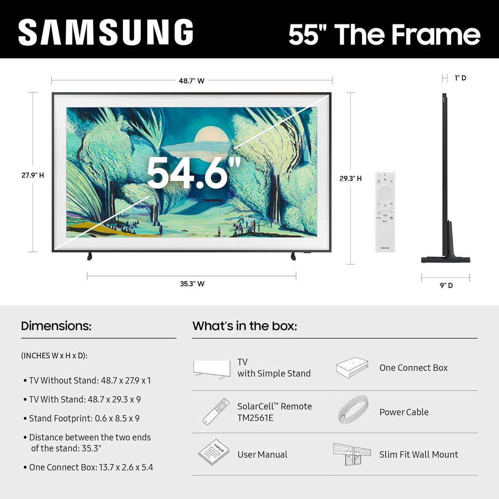 Samsung 55-Inch Class The Frame LS03F 4K QLED Smart TV (2025 Model) Slim Fit Wall Mount, Modern Frame Design, NQ4 AI Gen2 Processor, Art Mode, Artful Picture Quality, Samsung Vision AI, Alexa Built-in
