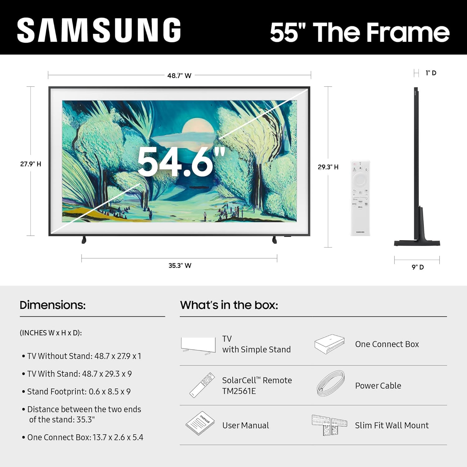 Samsung 55-Inch Class The Frame LS03F 4K QLED Smart TV (2025 Model) Slim Fit Wall Mount, Modern Frame Design, NQ4 AI Gen2 Processor, Art Mode, Artful Picture Quality, Samsung Vision AI, Alexa Built-in