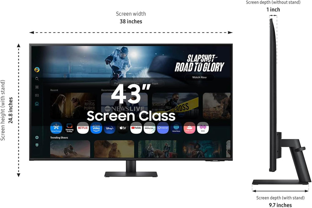Samsung 43” Smart Monitor M7 (M70F) 4K UHD Display, Samsung Vision AI, Smart TV Apps, Gaming Hub, USB-C, HDMI and USB-A, Black, LS43FM702UNXZA, 2025