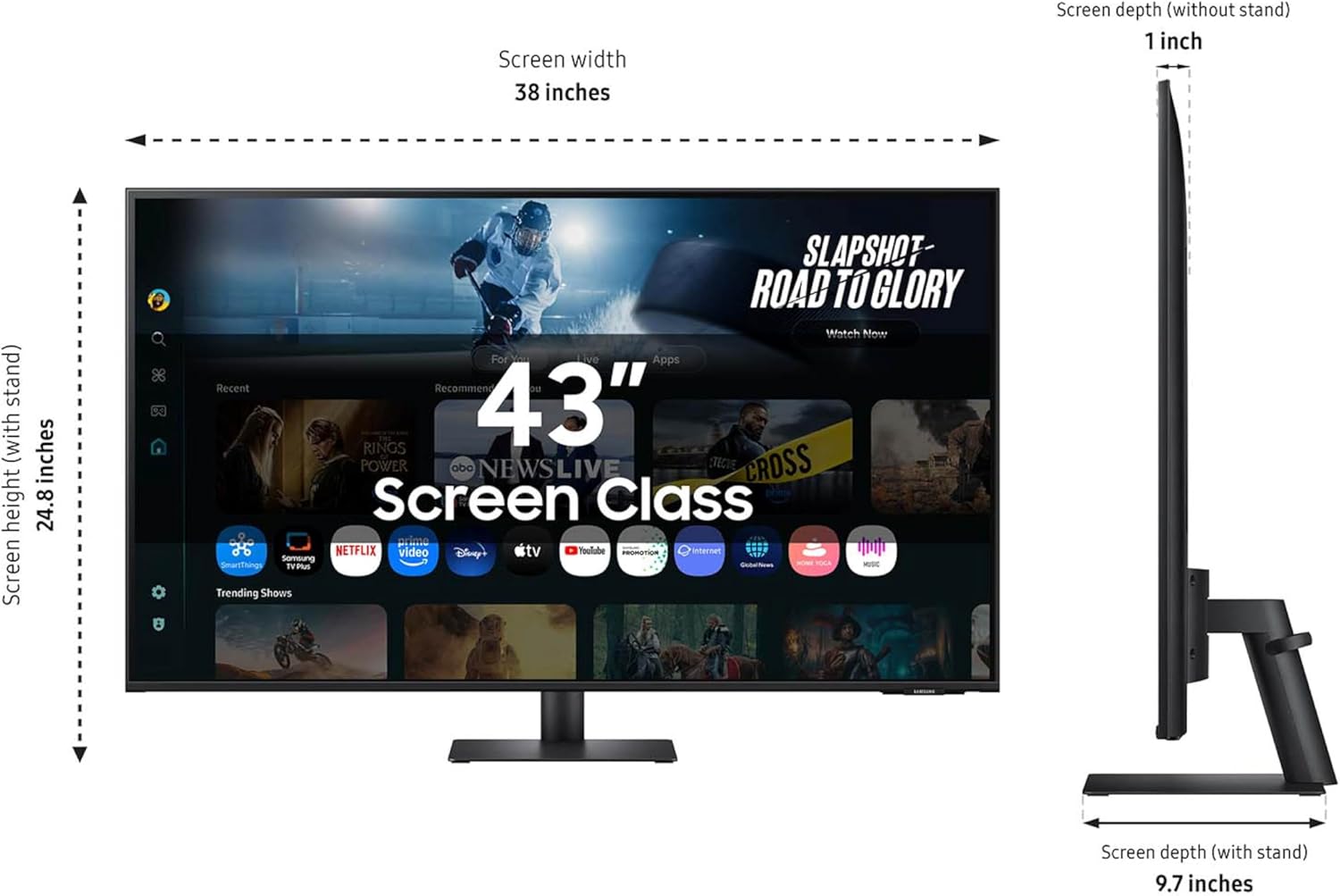 Samsung 43” Smart Monitor M7 (M70F) 4K UHD Display, Samsung Vision AI, Smart TV Apps, Gaming Hub, USB-C, HDMI and USB-A, Black, LS43FM702UNXZA, 2025