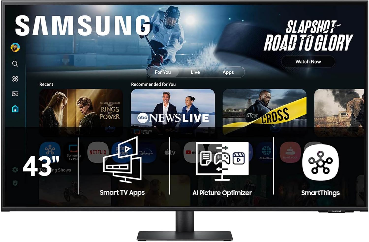 Samsung 43” Smart Monitor M7 (M70F) 4K UHD Display, Samsung Vision AI, Smart TV Apps, Gaming Hub, USB-C, HDMI and USB-A, Black, LS43FM702UNXZA, 2025