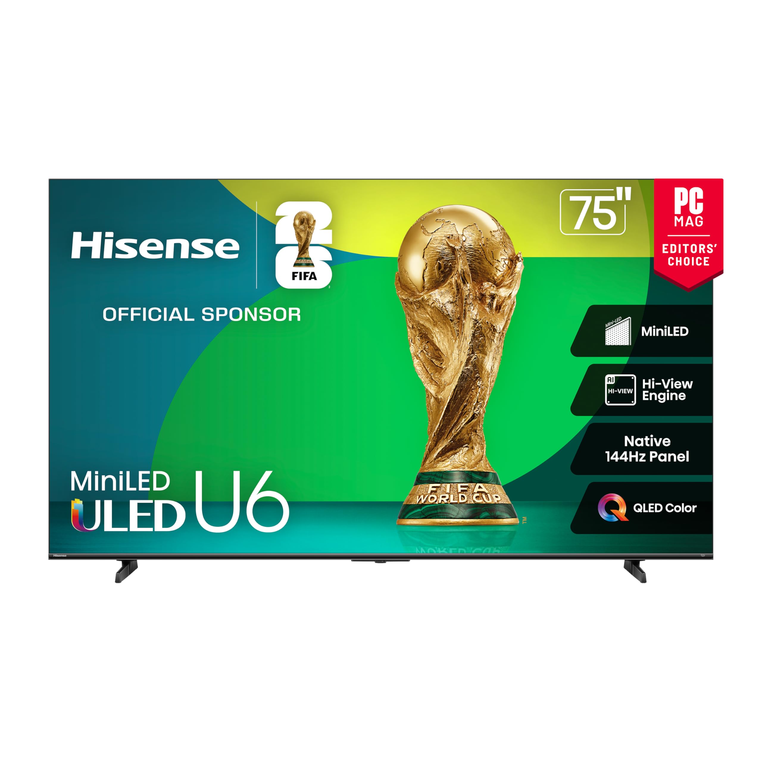 Hisense 65" Class U6 Series Best Value Mini-LED 4K UHD Smart HDR Gaming Fire TV (65U65QF, 2025 Model) - QLED, Native 144Hz, Motion Rate 480, Dolby Vision IQ, Dolby Atmos, Game Mode Pro, Alexa Built In