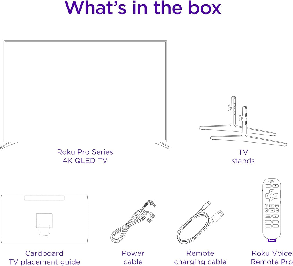 Roku Smart TV – 65-Inch Pro Series 4K QLED RokuTV with Backlit Roku Voice Remote Pro, Dolby Vision IQ, 120Hz Refresh Rate – Live Local News, Sports, Gaming