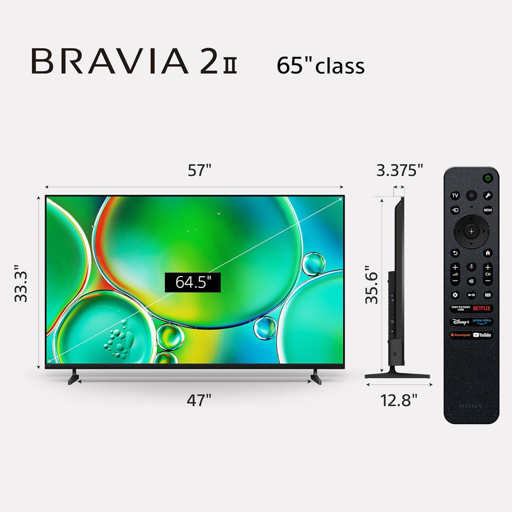 Sony BRAVIA 2 II 65 Inch 4K Ultra HD LED Smart TV with Google TV and Exclusive Features for PlayStation®5 (K-65S20M2), 2025 Model