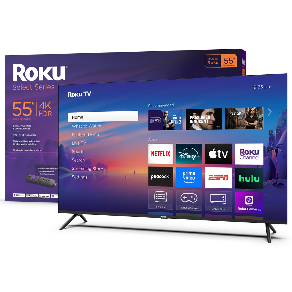 Roku Smart TV 2025 – 65-Inch Select Series, 4K HDR TV – RokuTV with Enhanced Voice Remote – Flat Screen LED Television with Wi-Fi for Streaming Live Local News, Sports, Family Entertainment