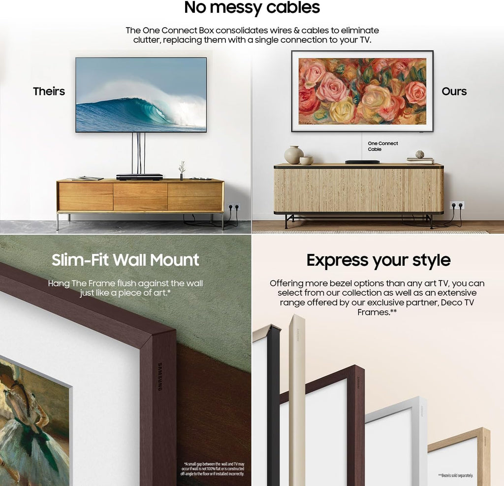 SAMSUNG 55-Inch Class QLED 4K LS03D The Frame Series Quantum HDR Smart TV w/Dolby Atmos, Art Mode, Anti-Reflection, Customizable Frame, Slim Fit Wall Mount with Alexa Built-in (QN55LS03D, 2024 Model)