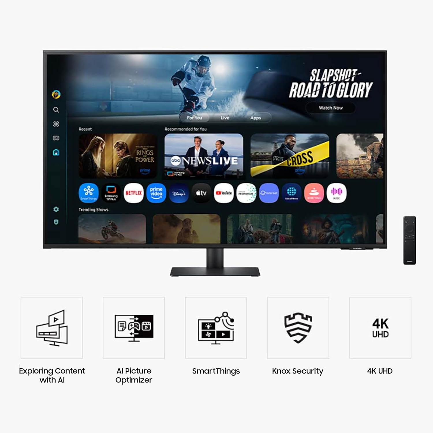 Samsung 43” Smart Monitor M7 (M70F) 4K UHD Display, Samsung Vision AI, Smart TV Apps, Gaming Hub, USB-C, HDMI and USB-A, Black, LS43FM702UNXZA, 2025