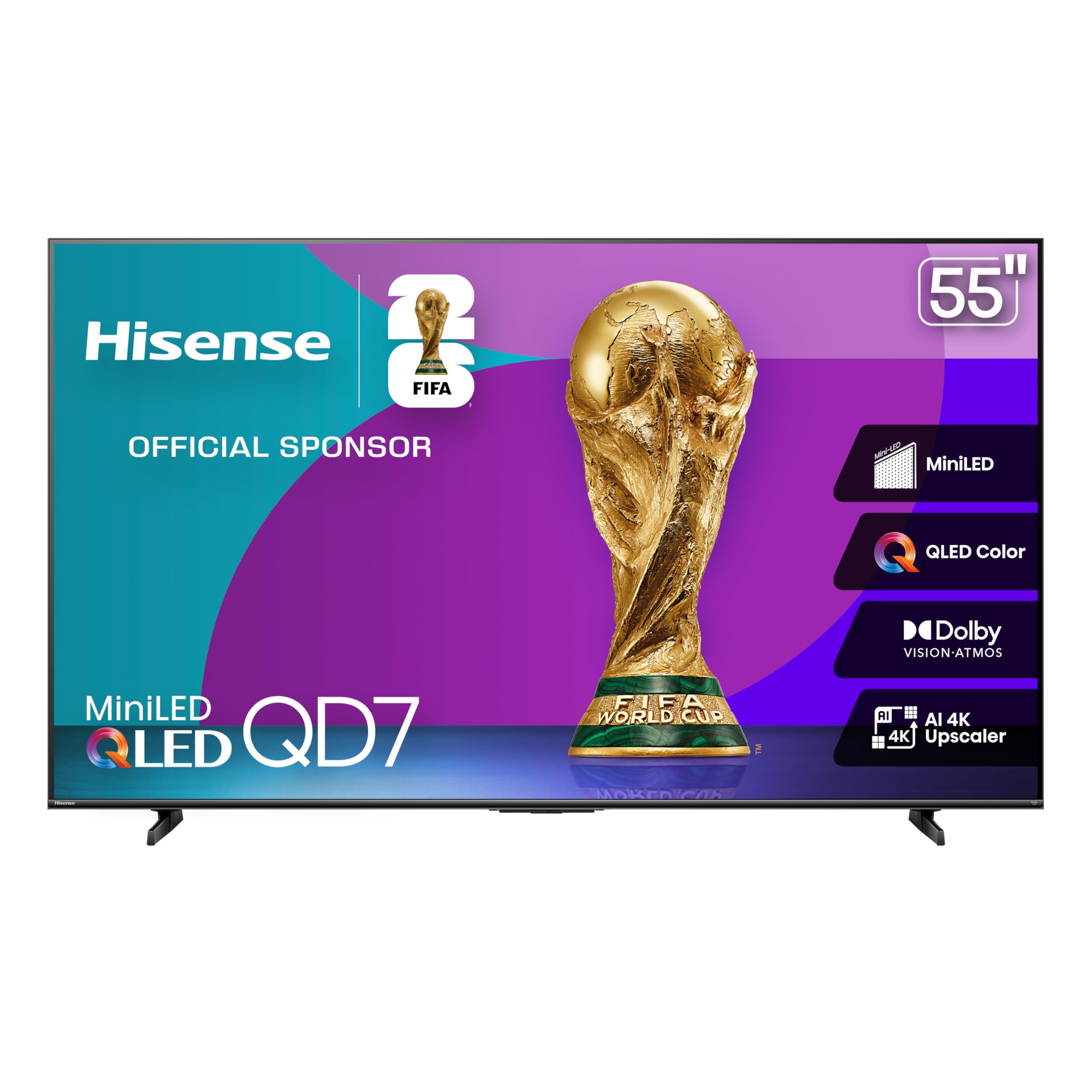 Hisense 65" Class QD7 Series Mini-LED 4K UHD Smart Fire TV (65QD7QF, 2025 Model) - QLED, HDR10+, Dolby Vision, Dolby Atmos, Game Mode Plus, ALLM, Alexa Built in with Voice Remote, Streaming TV, Black