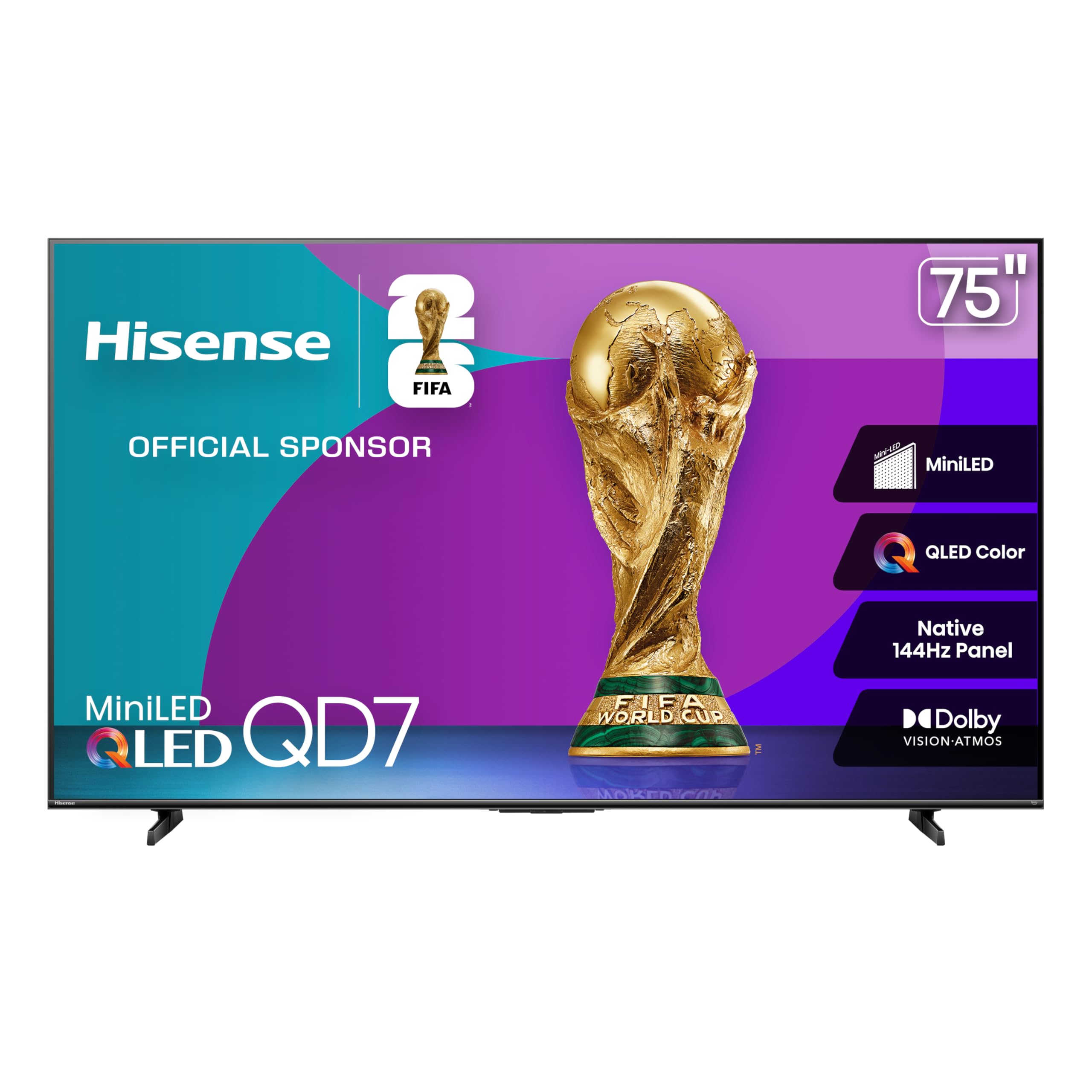 Hisense 65" Class QD7 Series Mini-LED 4K UHD Smart Fire TV (65QD7QF, 2025 Model) - QLED, HDR10+, Dolby Vision, Dolby Atmos, Game Mode Plus, ALLM, Alexa Built in with Voice Remote, Streaming TV, Black