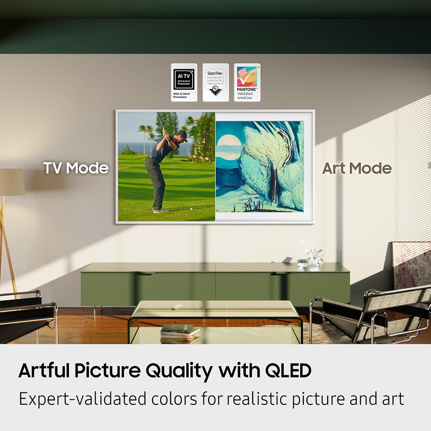 Samsung 55-Inch Class The Frame LS03F 4K QLED Smart TV (2025 Model) Slim Fit Wall Mount, Modern Frame Design, NQ4 AI Gen2 Processor, Art Mode, Artful Picture Quality, Samsung Vision AI, Alexa Built-in