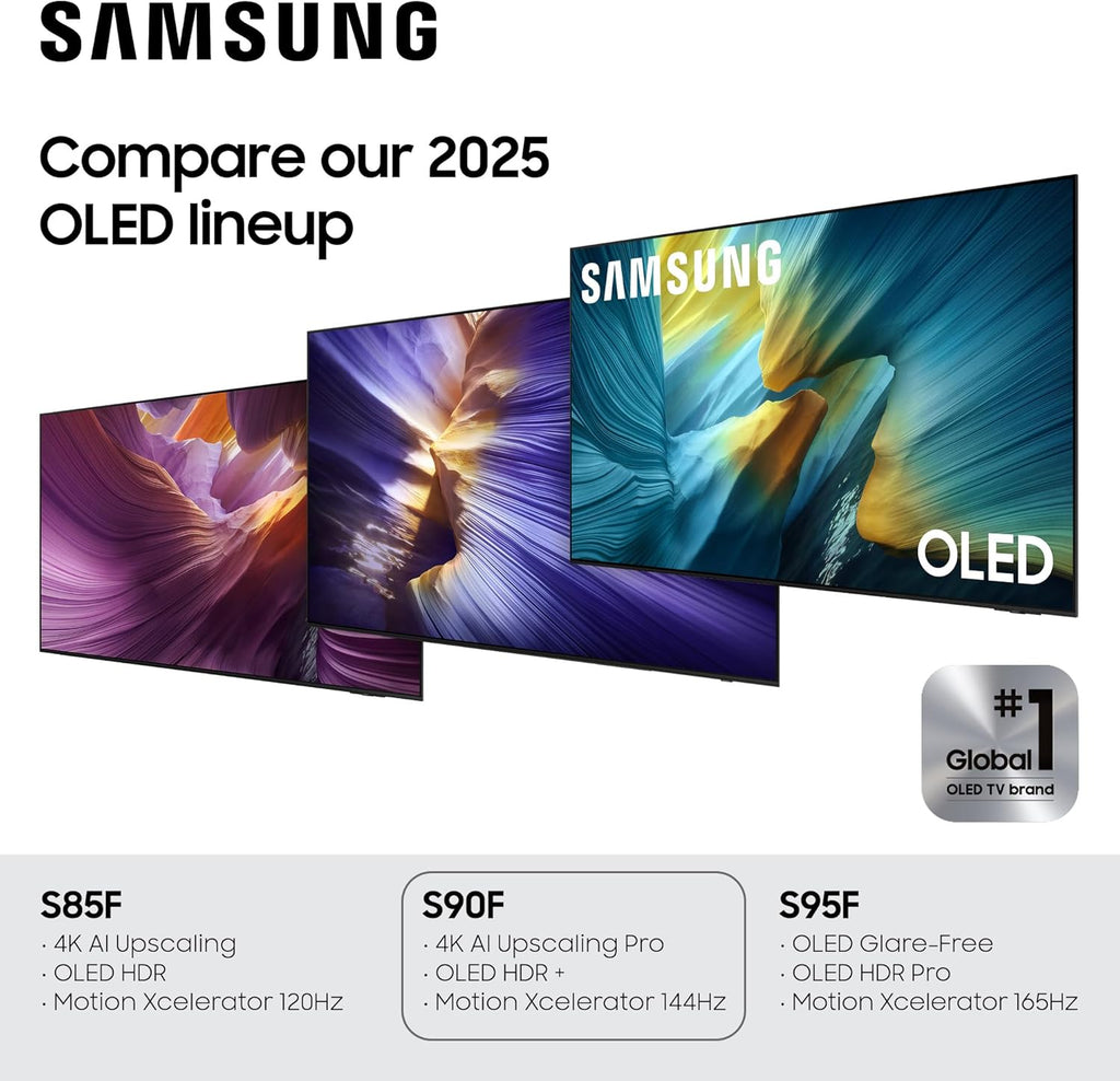 SAMSUNG 65-Inch Class OLED S90F 4K Smart TV (2025 Model) NQ4 AI Gen3 Processor, 4K AI Upscaling Pro, OLED HDR +, Motion Xcelerator 144Hz, Samsung Vision AI, Alexa Built-in