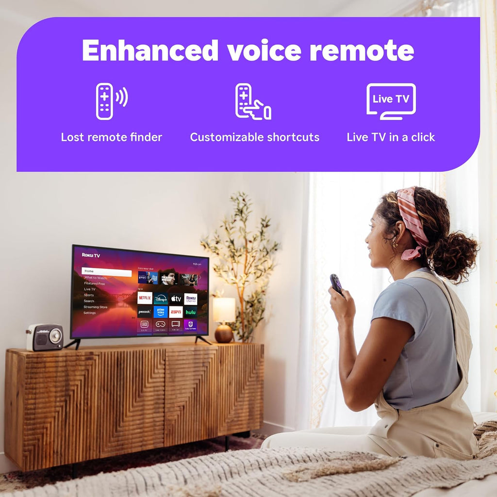 Roku Smart TV 2025 – 55-Inch Plus Series, Mini-LED TV – RokuTV with Enhanced Voice Remote – Flat Screen 4K QLED Television with Dolby Vision & Wi-Fi for Streaming Live Local News, Sports