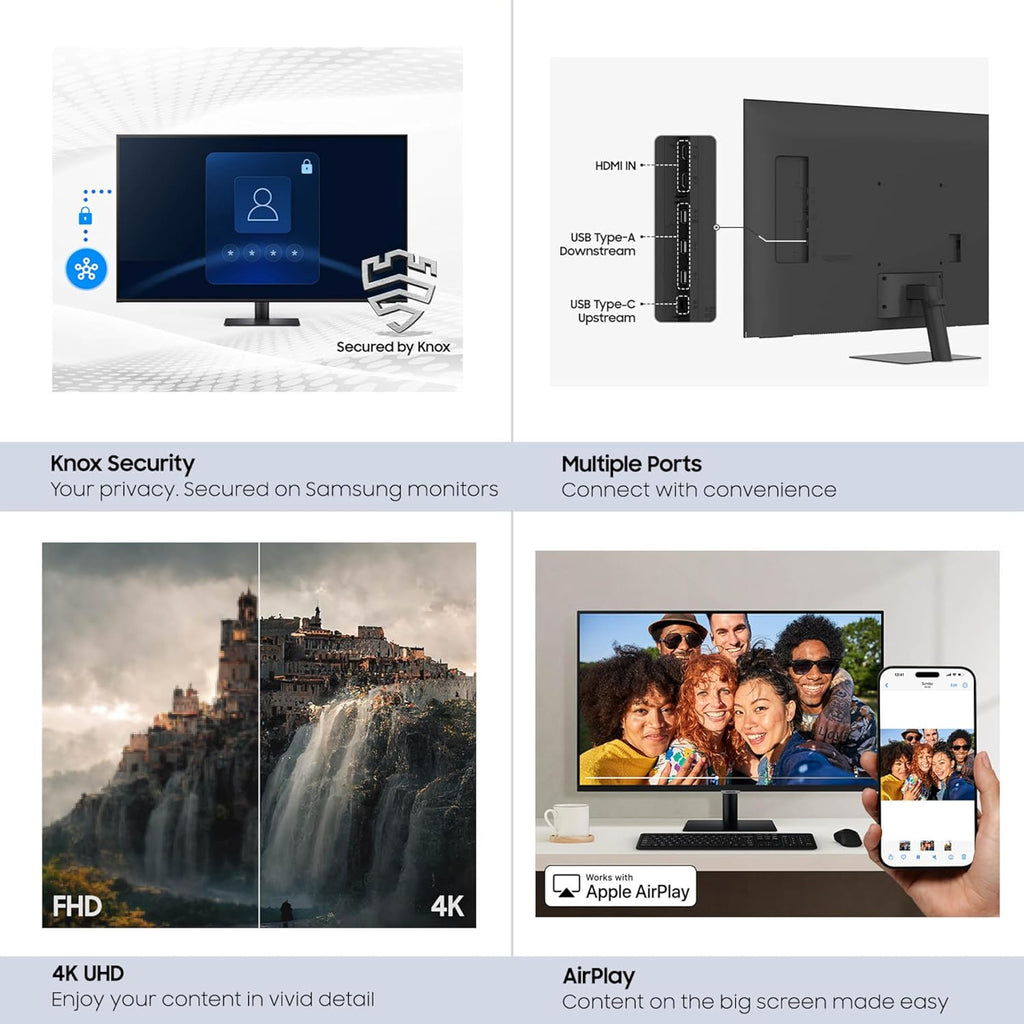 Samsung 43” Smart Monitor M7 (M70F) 4K UHD Display, Samsung Vision AI, Smart TV Apps, Gaming Hub, USB-C, HDMI and USB-A, Black, LS43FM702UNXZA, 2025